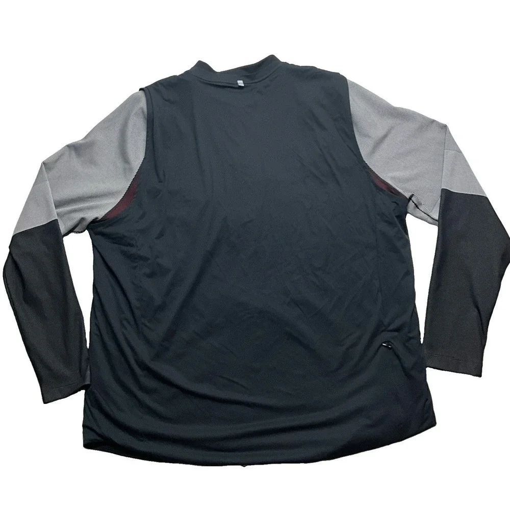 Nike Golf Jacket Mens XXL Black Gray Full Zip Windbreaker Lightweight Mock Neck